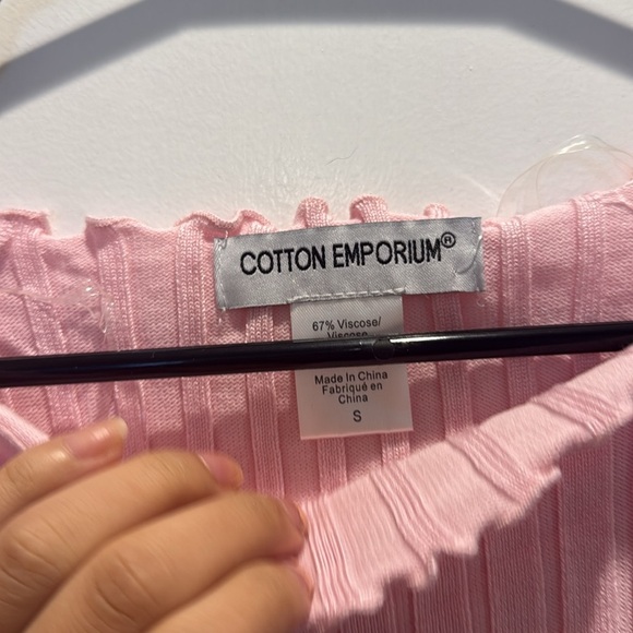 Cotton Emporium Pink Ribbed Off-Shoulder Blouse - Picture 3 of 3
